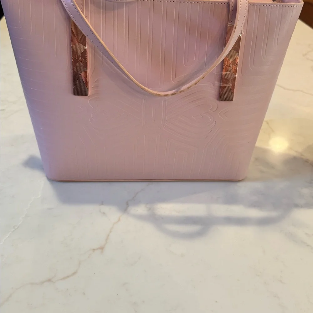 Ted Baker Pink Embossed Tote with Gold Accents
